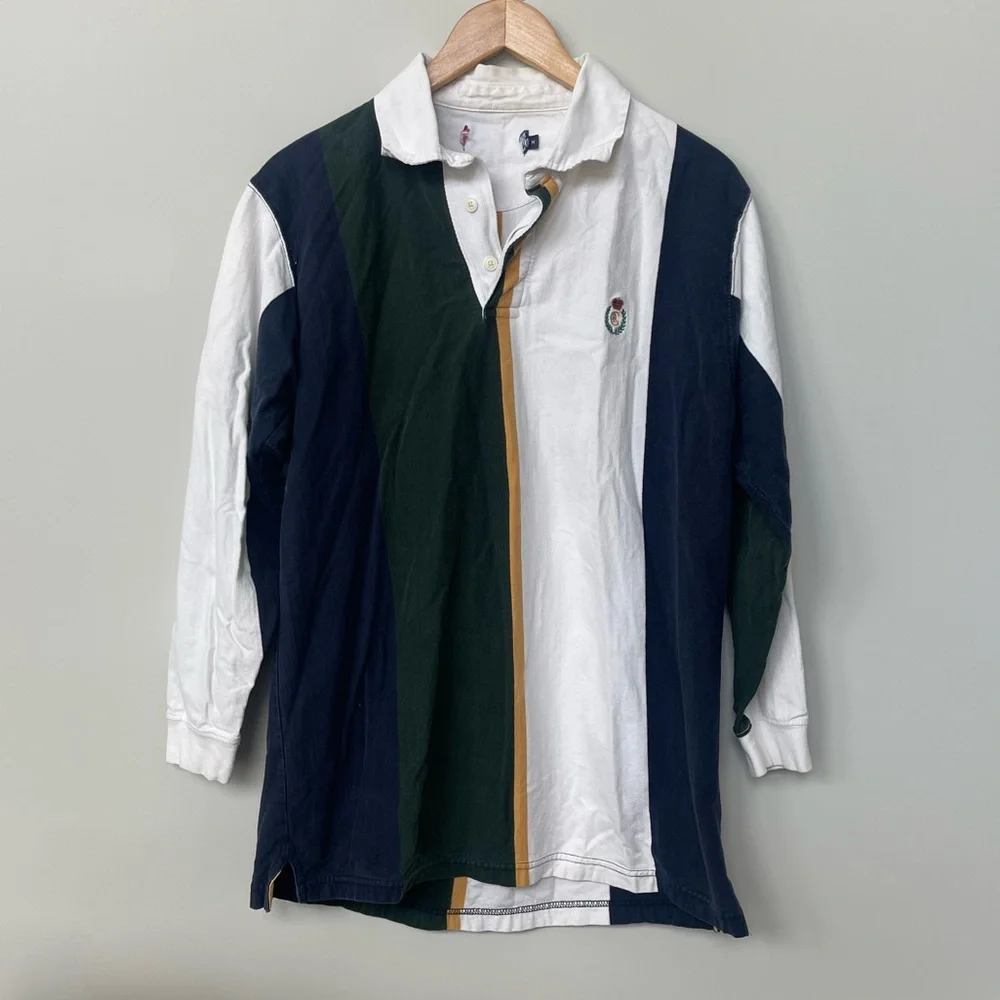 Chaps x Ralph Lauren | Long Sleeve Rugby Polo Blue Green Yellow Preppy